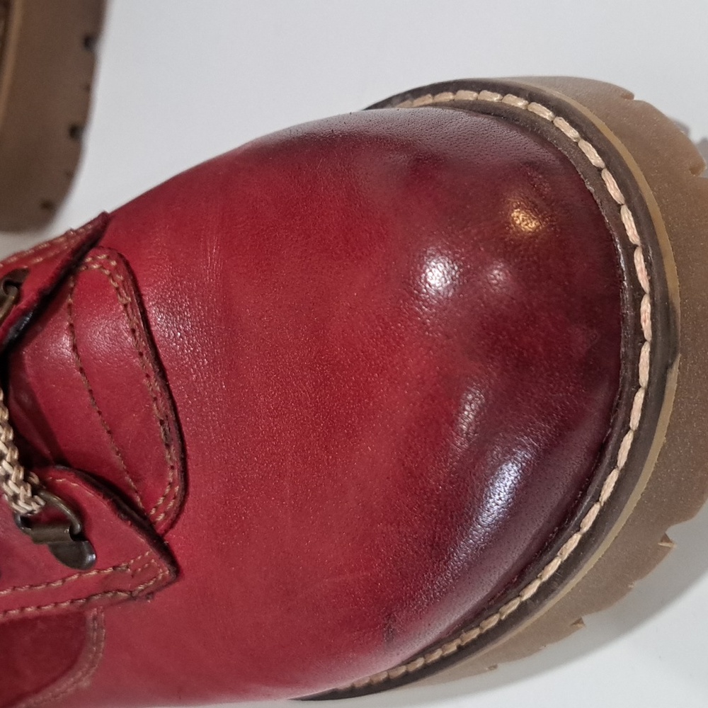 Women's Remonte Red Lace-Up Boots - Picture 4 of 9